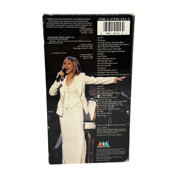 Barbra Streisand - Barbra The Concert VHS 1994 Columbia Music Hi-Fi Stereo - Picture 4 of 11